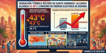 Sensación térmica roza los 48 grados en Santo Domingo y dispara la demanda eléctrica