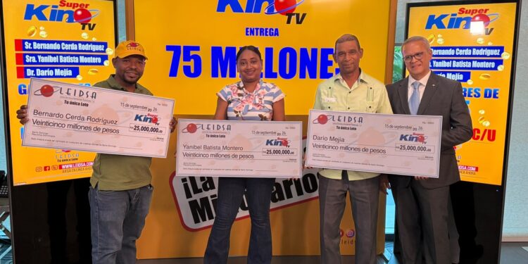 LEIDSA entrega RD$75 millones a tres nuevos ganadores de Súper Kino TV